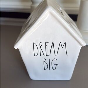 White Ceramic House Decor with 'Dream Big' Text